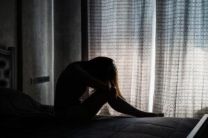 Woman experiencing major depressive disorder