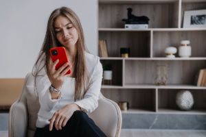 A woman thinking about social media and stress