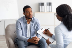 A man in bipolar disorder counseling