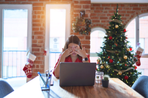 Woman worried about holiday stress and her mental health